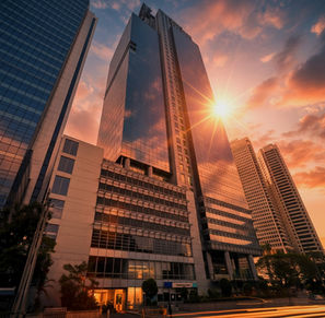 BDO Life Mega Plaza, formerly Petron Megaplaza, a 45-storey Grade A office skyscraper along Senator Gil Puyat Avenue in Makati Central Business District. Featuring 210-meter high modern architecture designed by Skidmore, Owings & Merrill, this premium office building offers prime commercial spaces for lease near Ayala Avenue, ideal for BPO companies, corporate offices, and financial institutions.