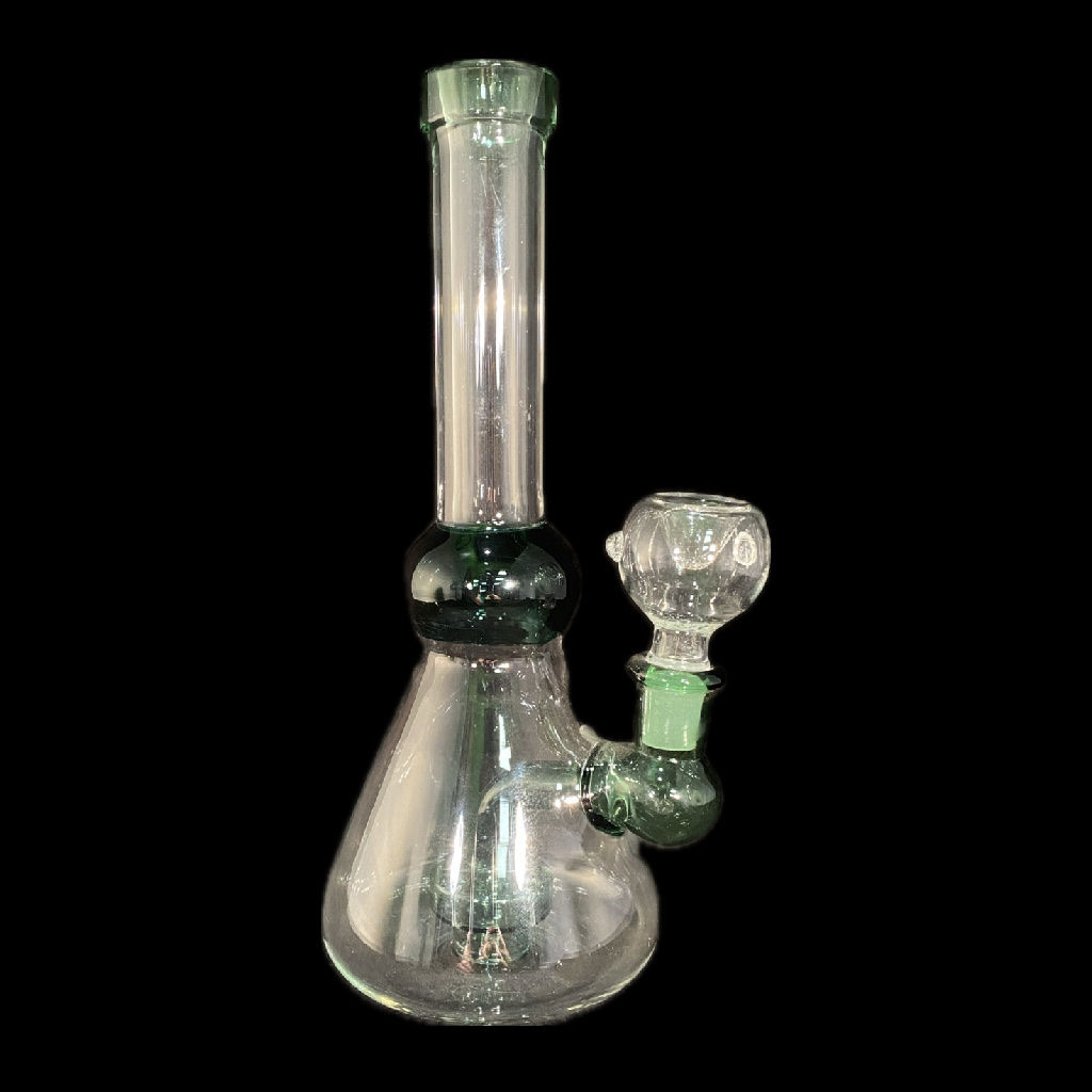 Clear + Green Beaker Bong | 9 Inches