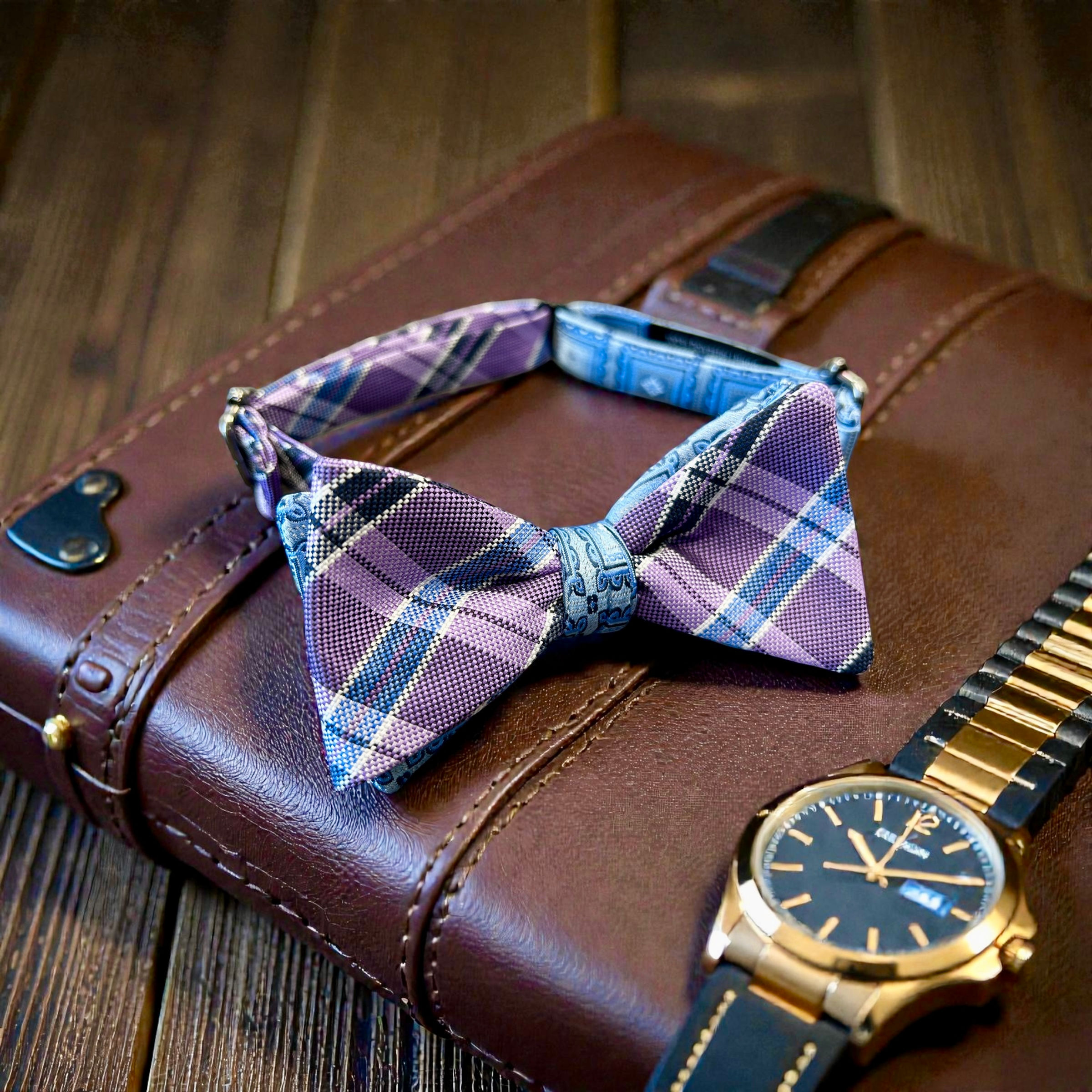K0027 / 2 Tone / Purple Plaid -Light Blue Patterned