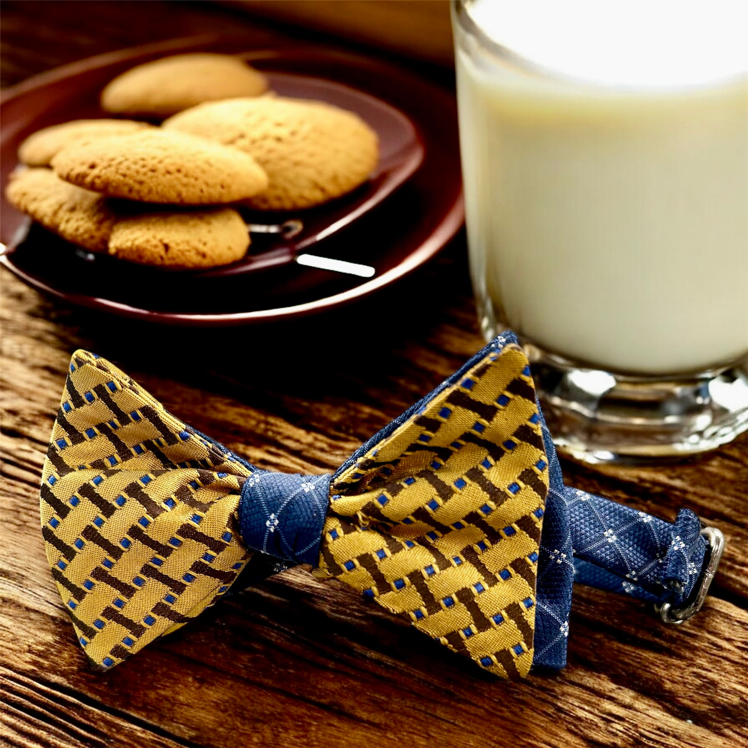 K0022 / 2 Tone / Mustard - Brown - Blue Patterned / Dark Blue Patterned