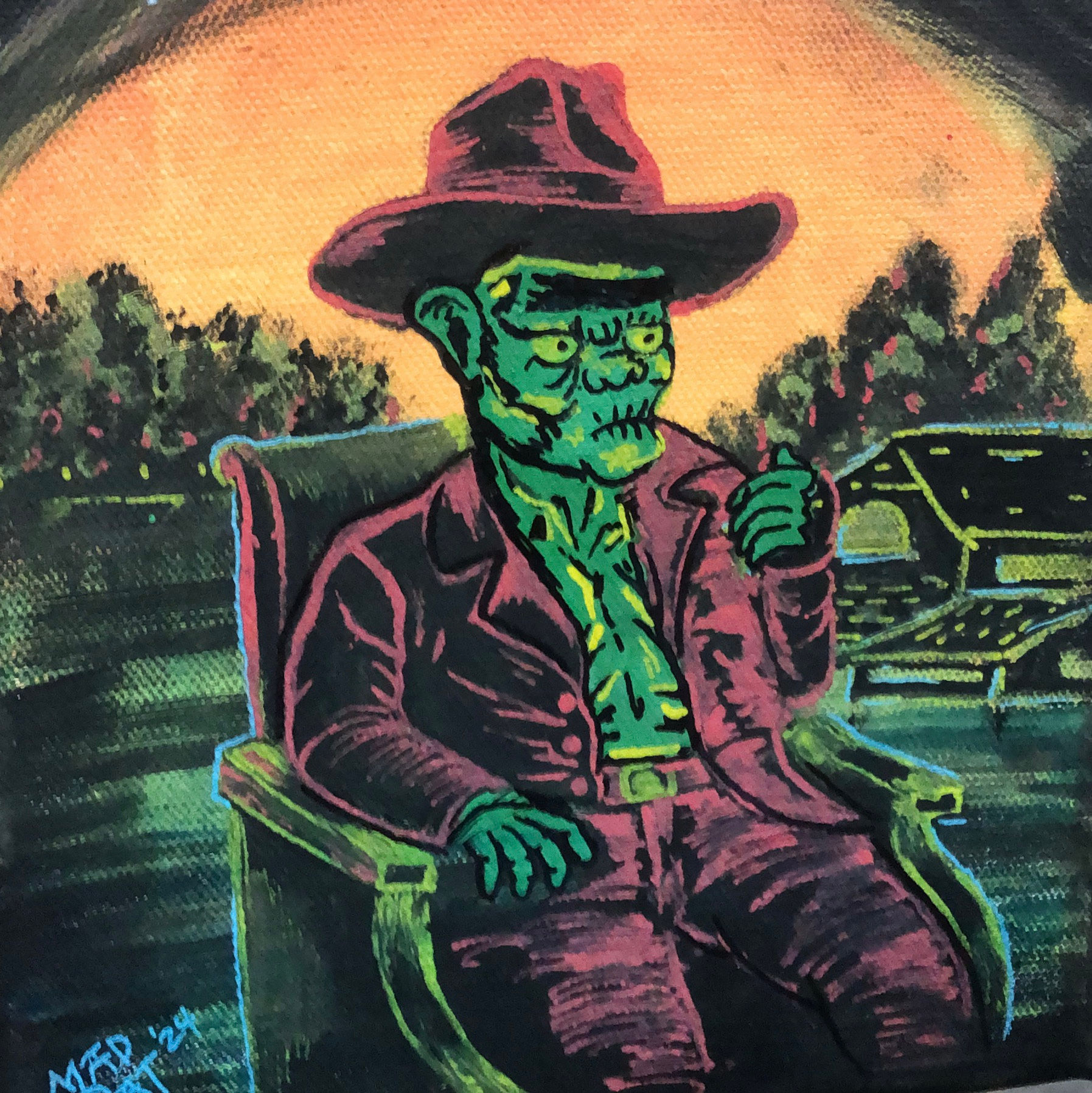 Zombie Chilling Paint Canvas