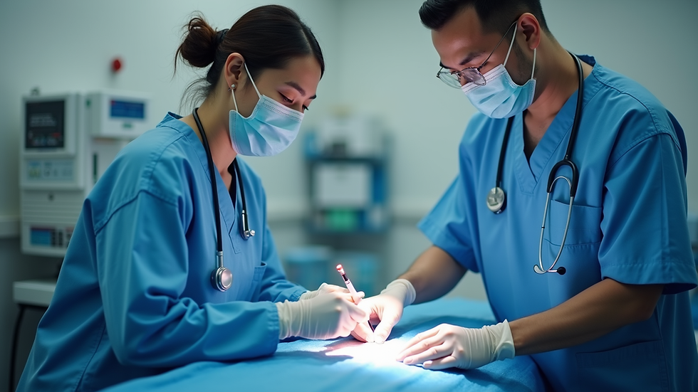 Eye-level view of a healthcare professional engaging in hands-on training