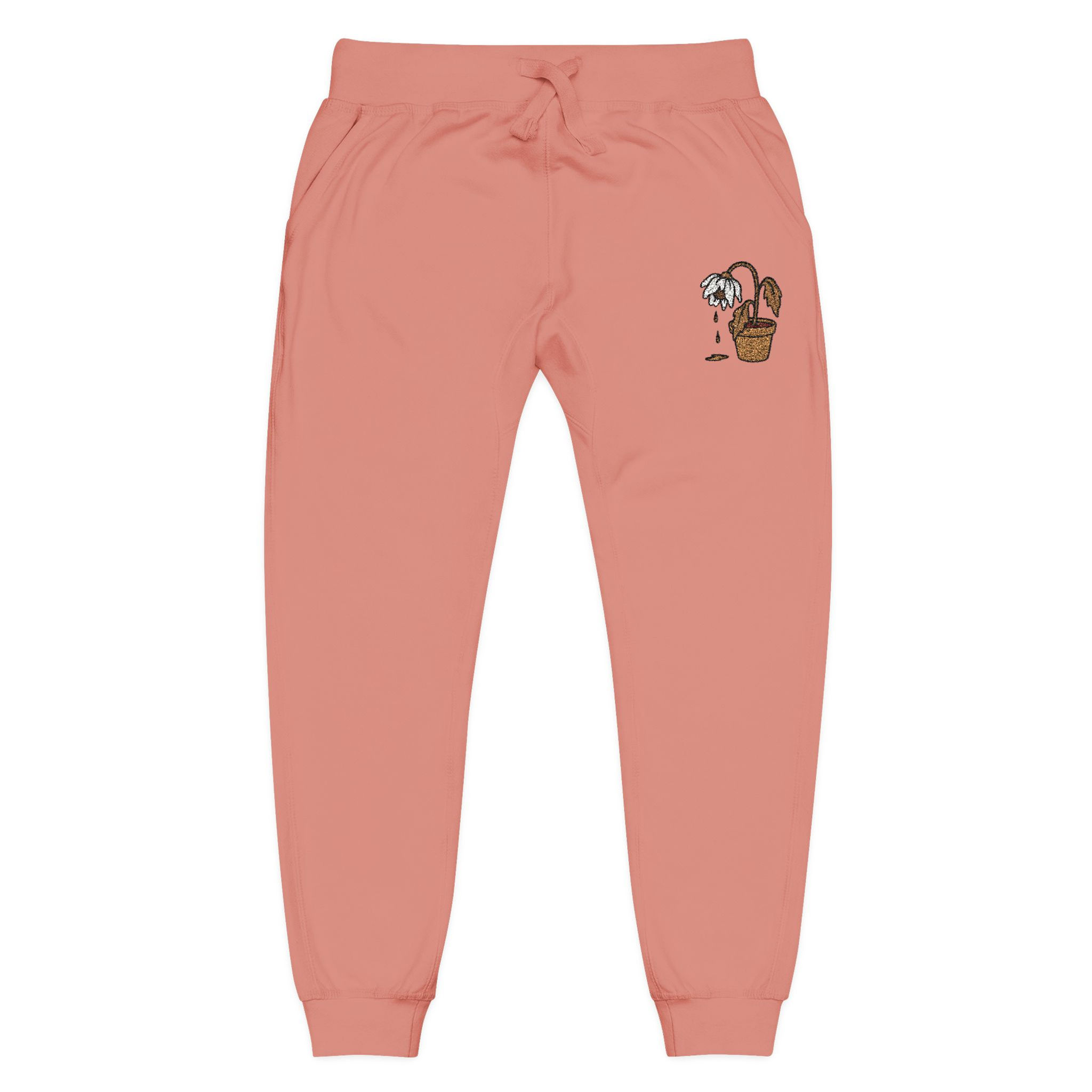Cozy Embroidered Unisex Fleece Sweatpants, Relaxed Lounge Pants