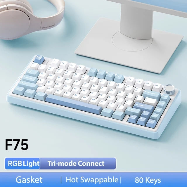 Thumbnail: AULA F75 2.4G Wireless/Bluetooth/Wired Gaming Mechanical Keyboard RGB Customized