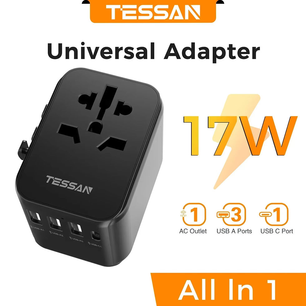 Thumbnail: TESSAN 65W GaN Travel Adapter Universal Socket with 2 USB 3 Type C Fast Charging