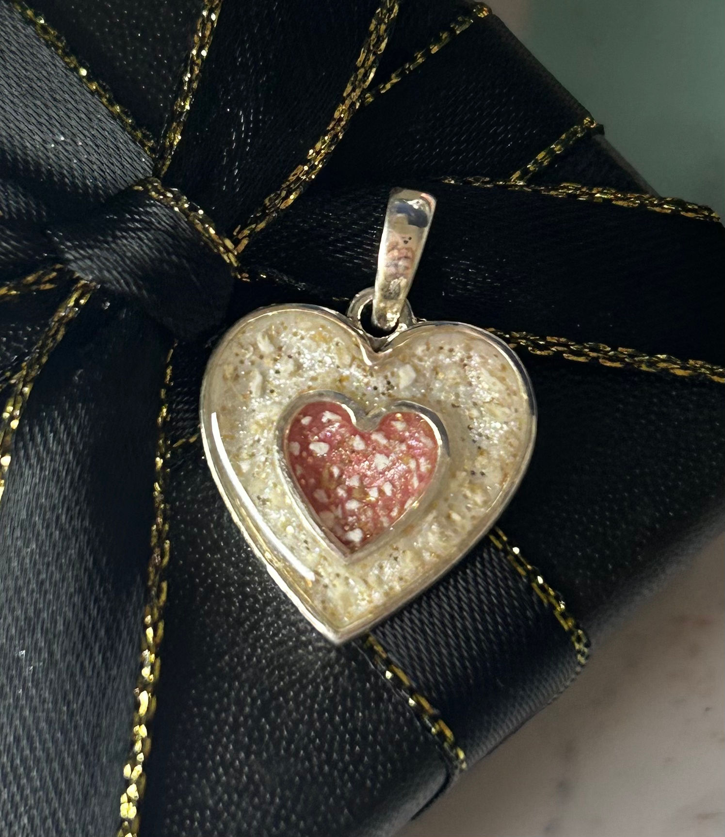 Silver double heart pendant
