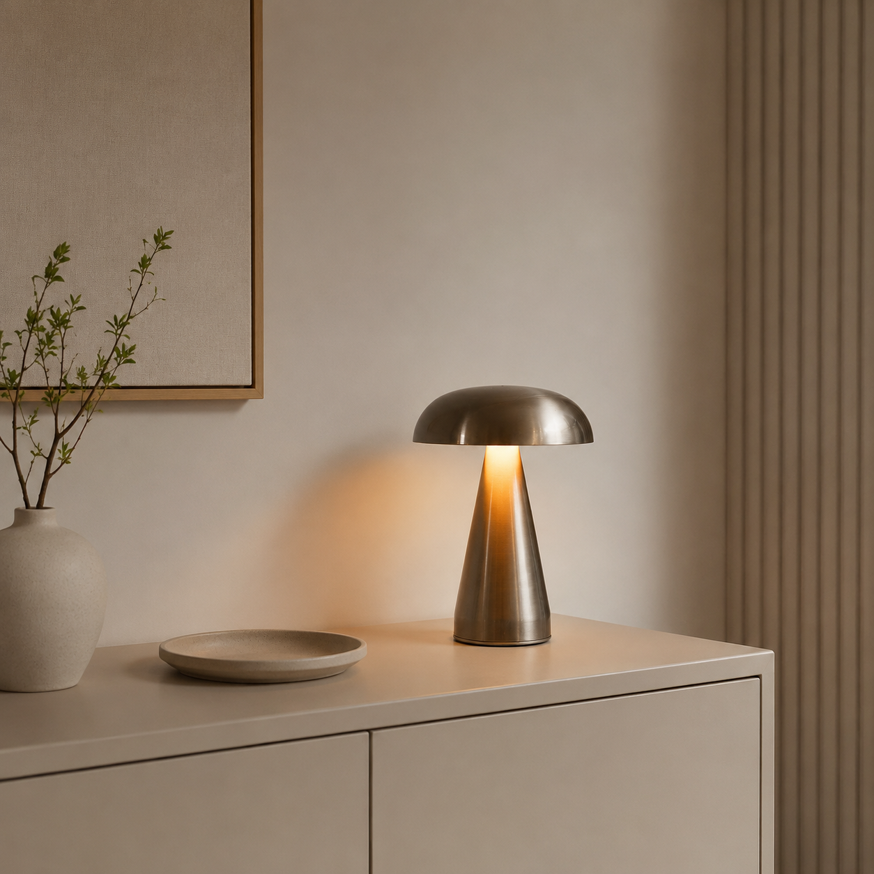 Portable Metal Touch Lamp | Brushed Aluminum