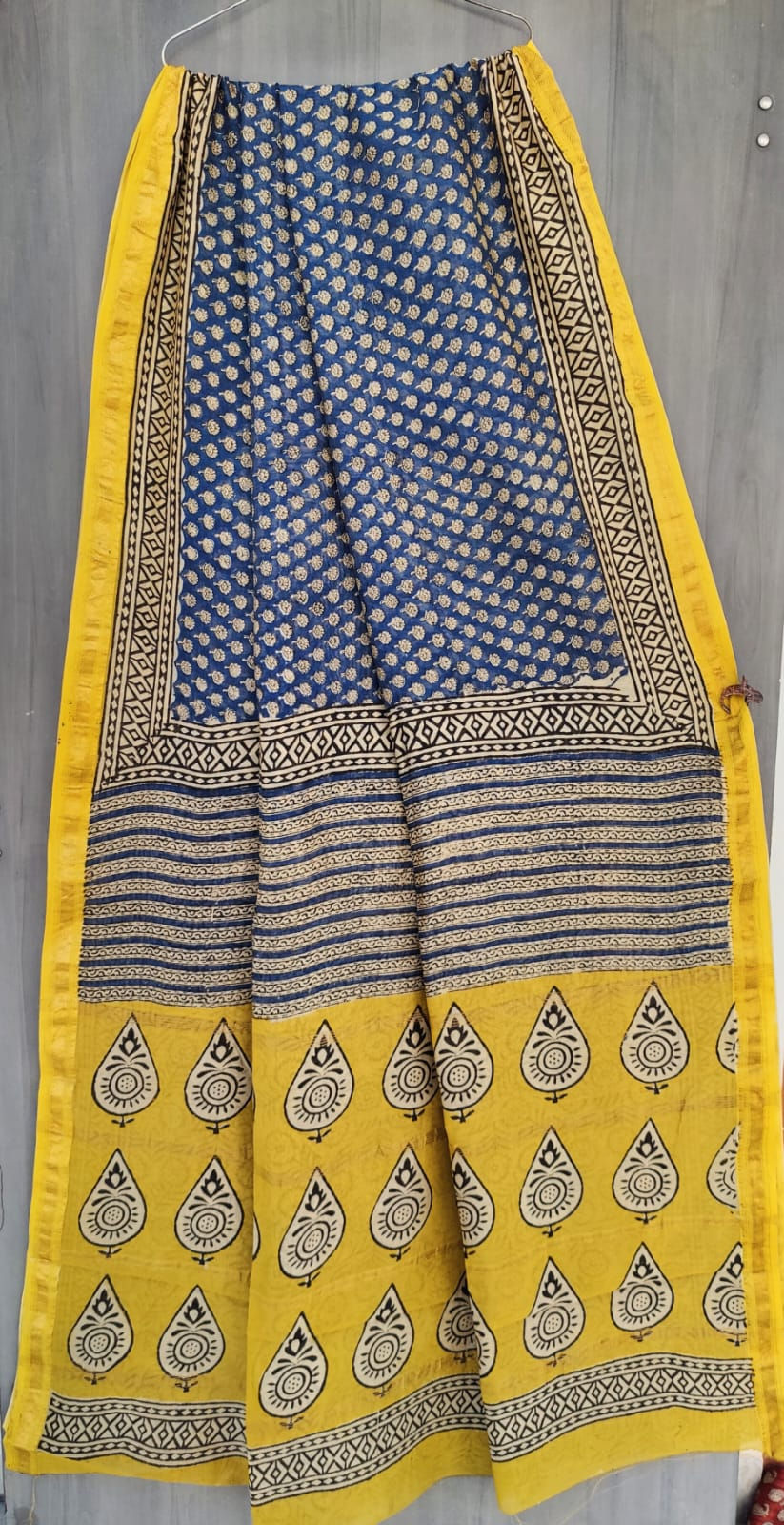 Maheshwari silk saree - Hand block printed