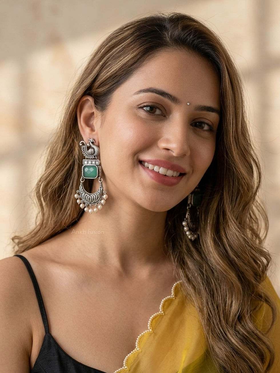 Thumbnail: Chandbali Style Long Oxidized Earrings