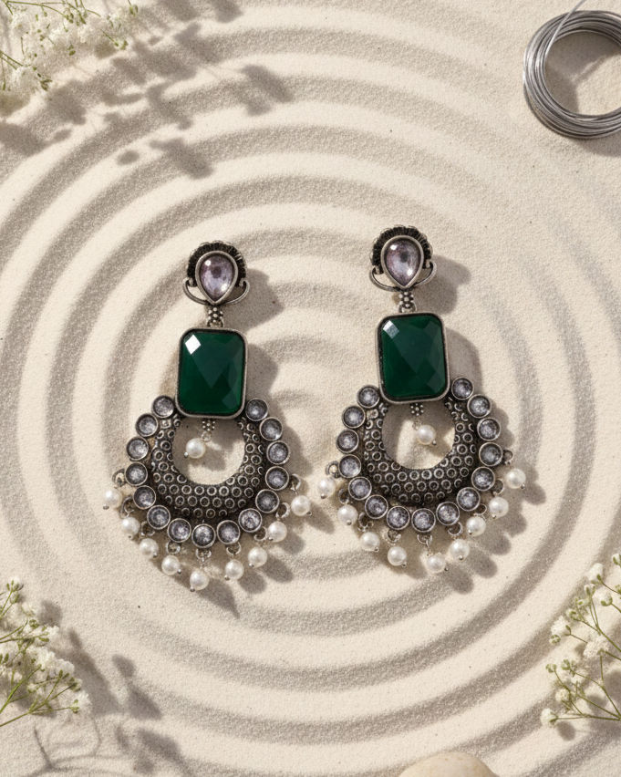 Thumbnail: Festive Chandbali Oxidized Earrings