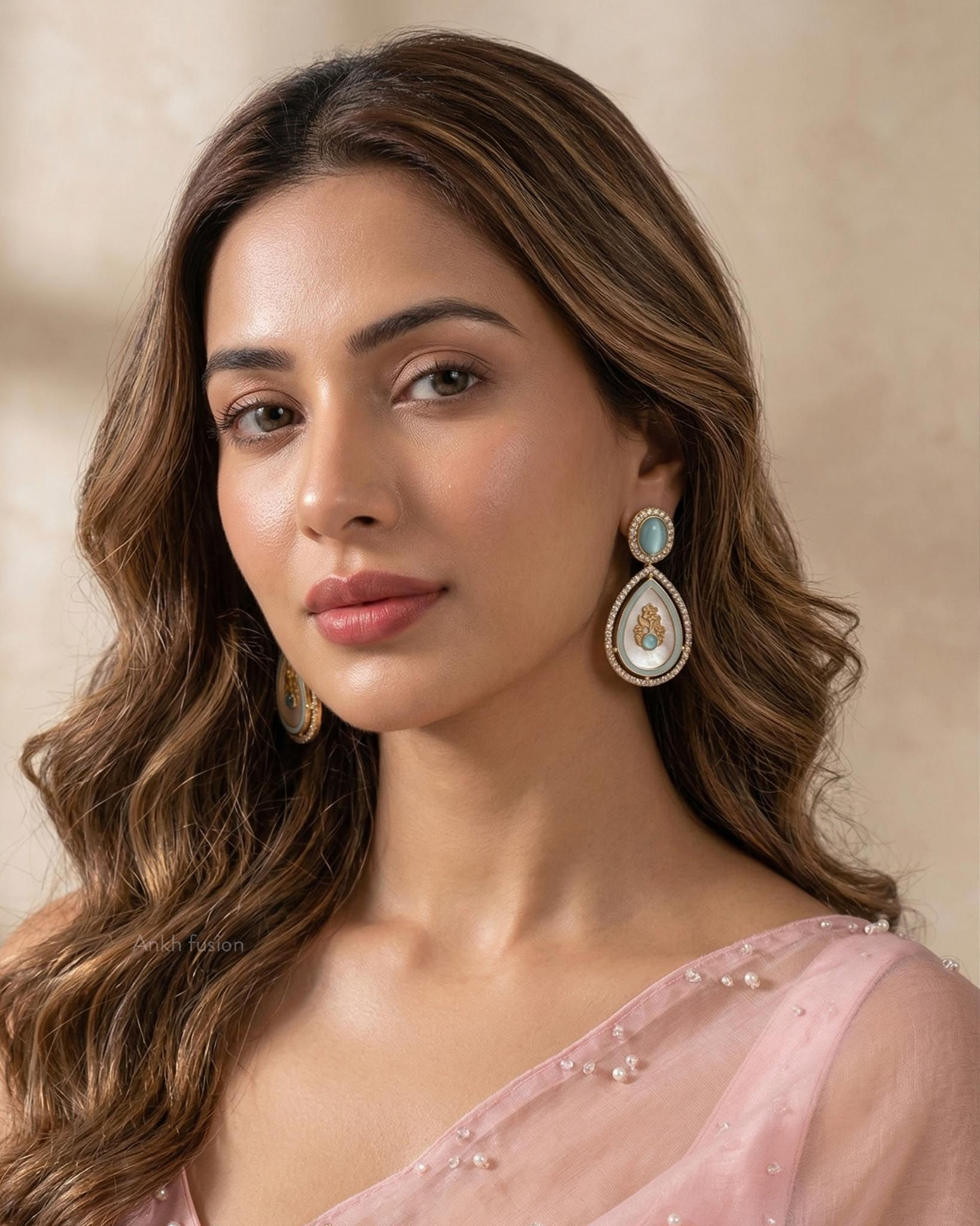 Turquoise Kundan Drop Earrings