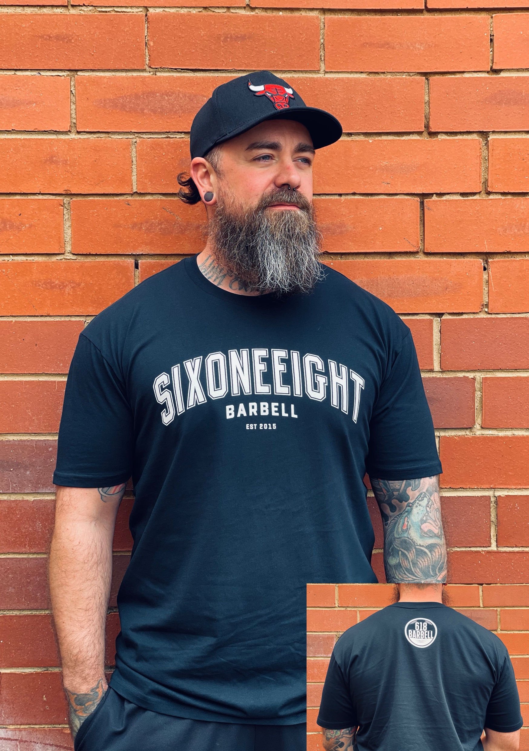 618 Barbell Varsity T-shirt (Unisex) - NAVY