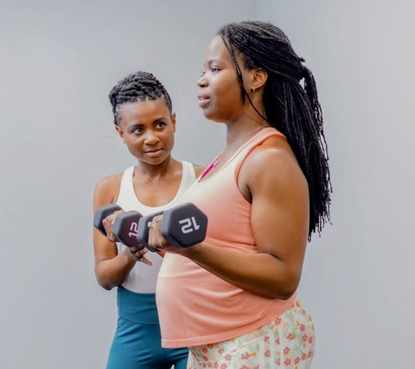 Sarnia Ogidan with pregnant client