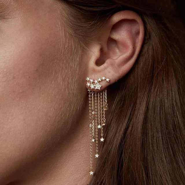 Constellation Gold & Sliver Long Diamond Star Tassel Earring