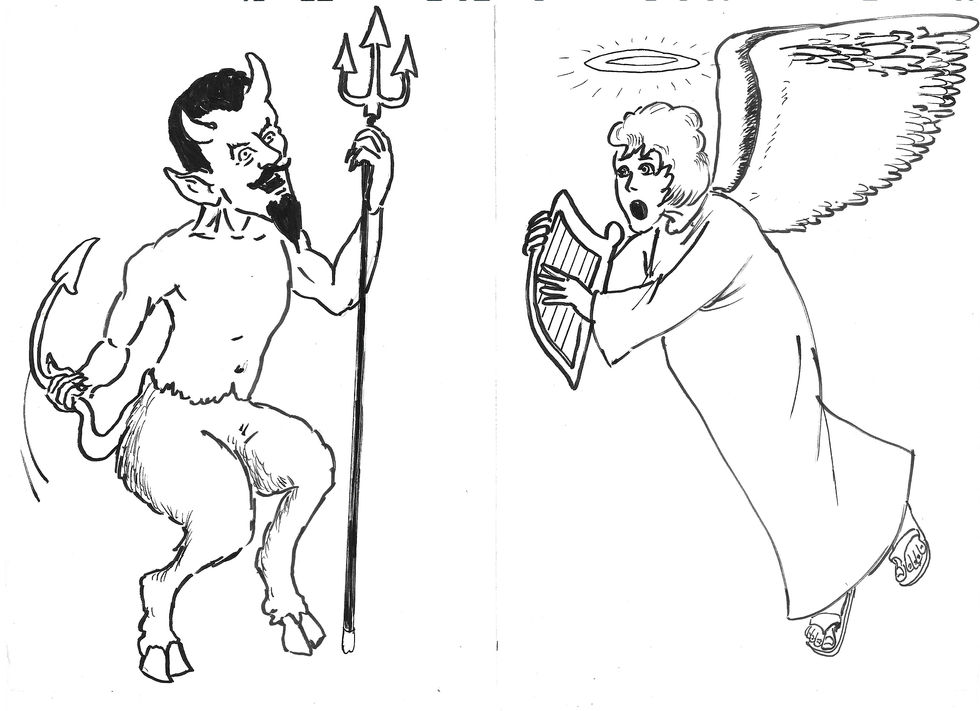 Funny Characters Angel and Devil