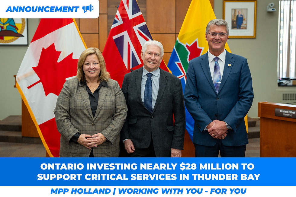 Ontario Investing Nearly $28 Million to Support Critical Services in Thunder Bay
