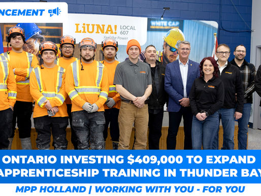 Ontario Investing in Apprenticeship Training in Thunder Bay