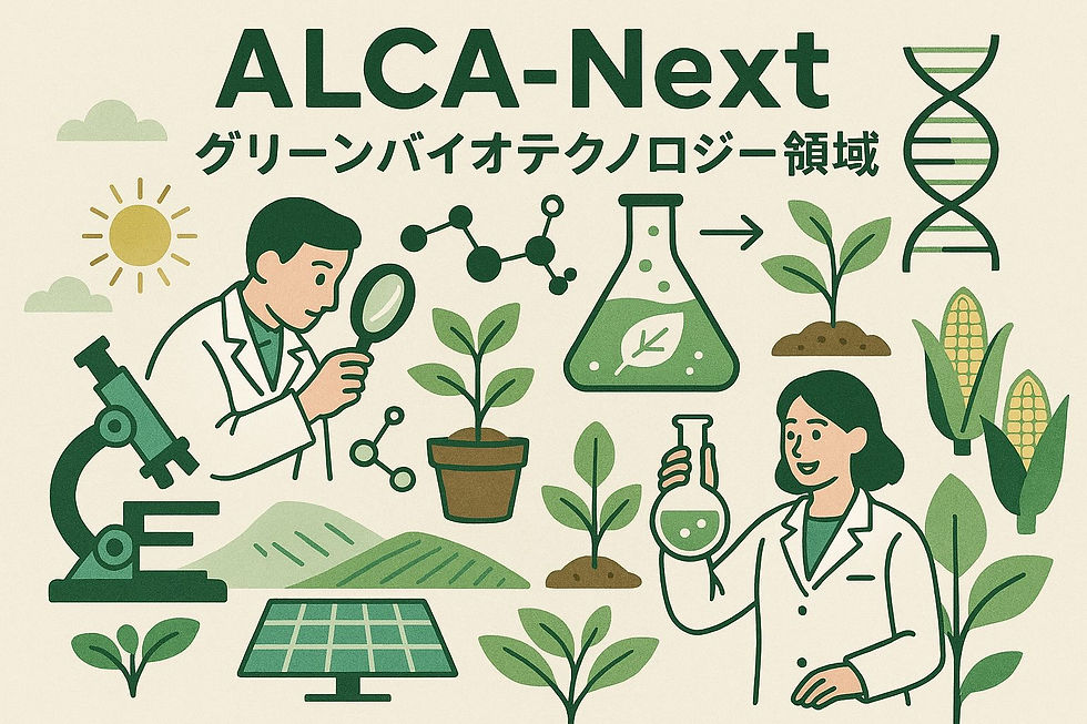 生成AIに描いてもらった”ALCA-Next「グリーンバイオテクノロジー領域」"のイメージイラスト。いい感じ?