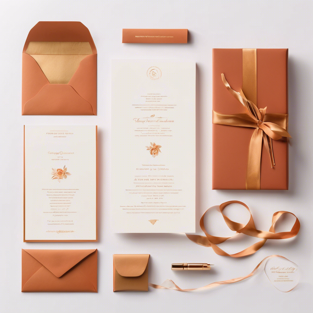 Convite de casamento elegante em tons terrosos