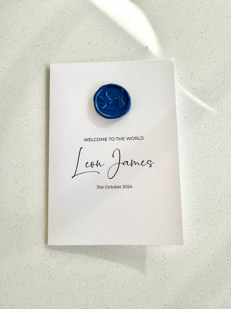 Thumbnail: Personalised New Baby Greeting Card with Wax Seal | A6 Size | White Envelope