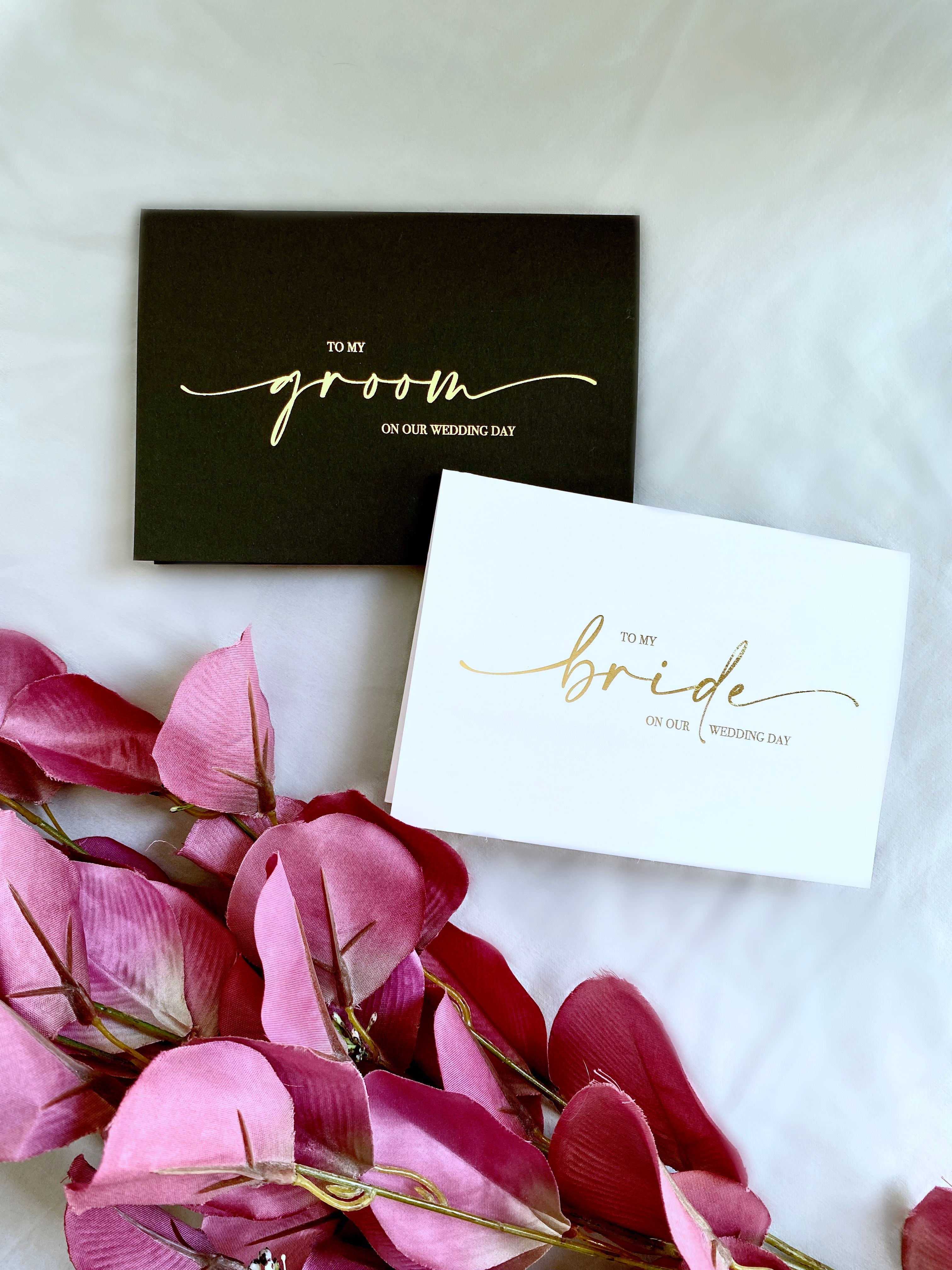 To my Bride | Groom on our Wedding Day | Foil Printed |Pair of Cards
