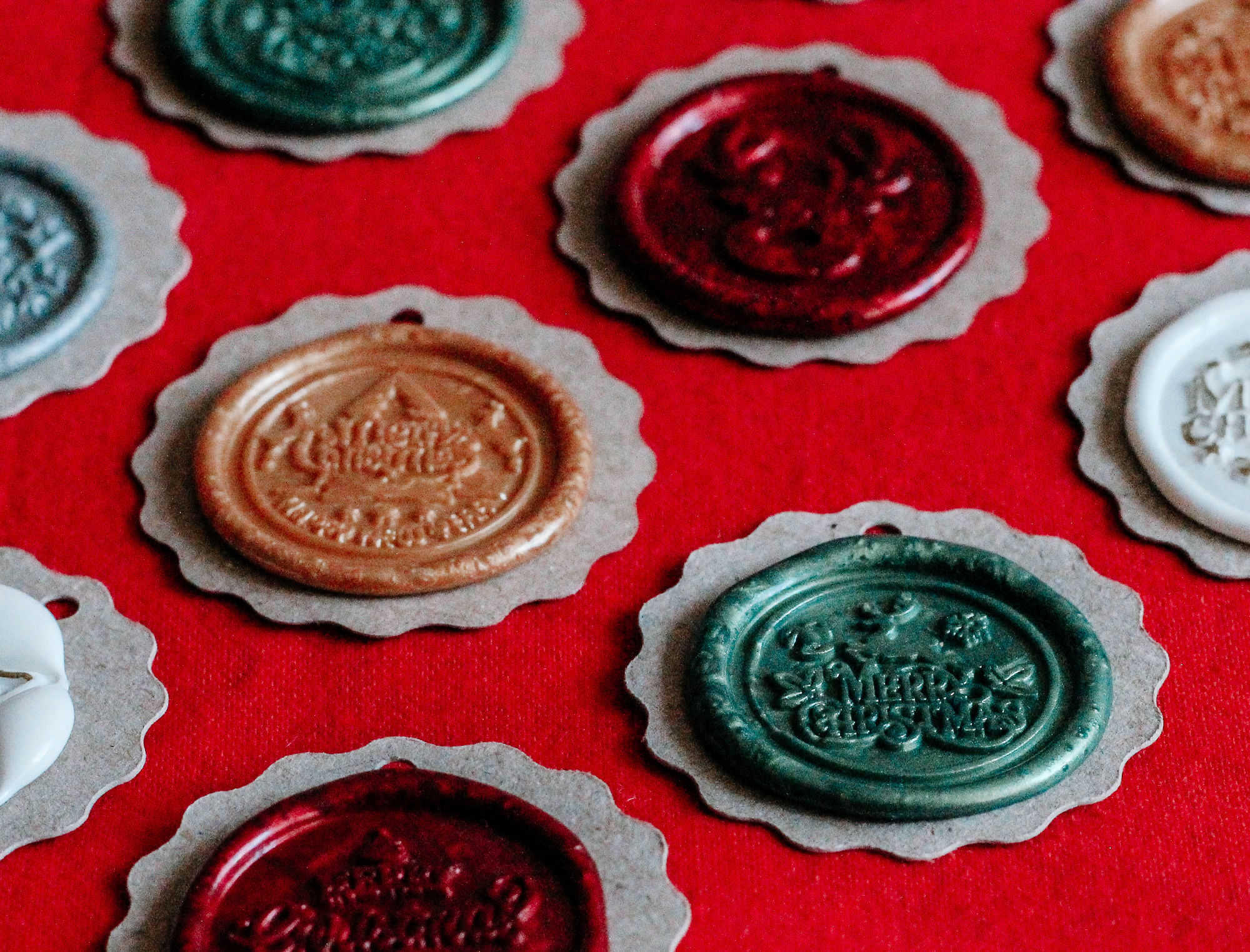 Variety Pack of Christmas Wax Seal Mini Scallop Swing Tags | Pack of 12