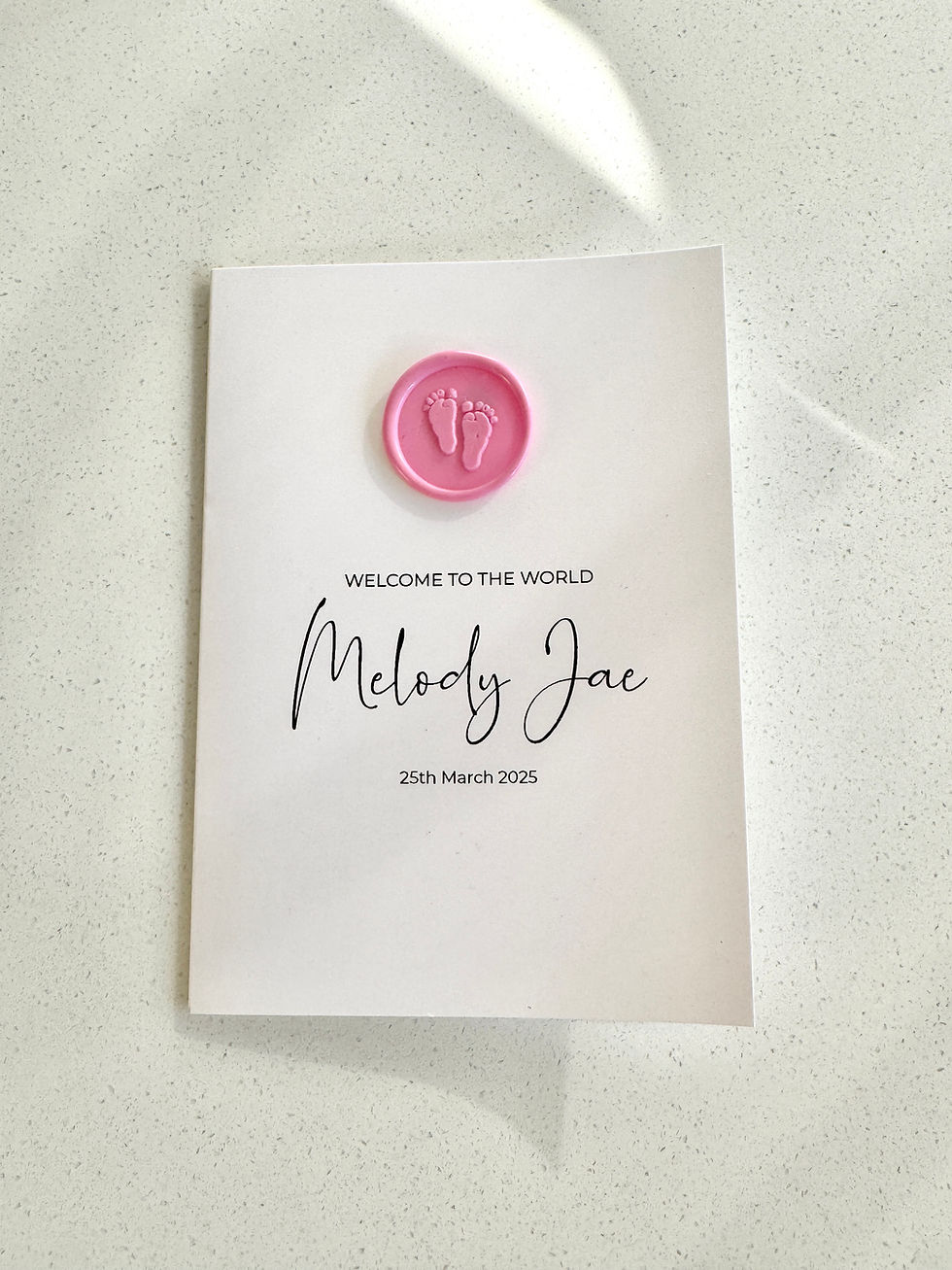 Thumbnail: Personalised New Baby Greeting Card with Wax Seal | A6 Size | White Envelope