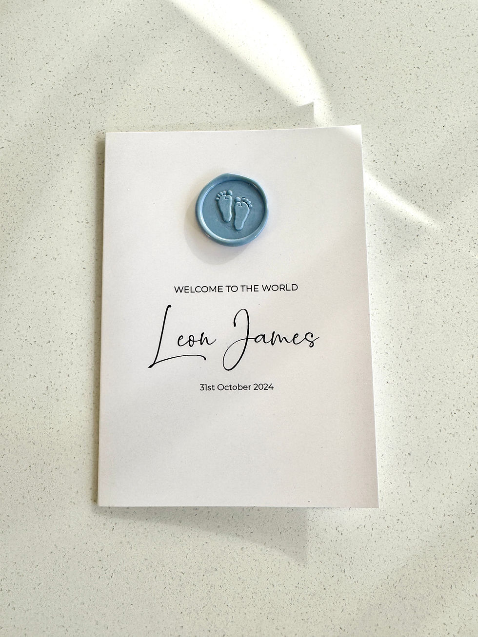Thumbnail: Personalised New Baby Greeting Card with Wax Seal | A6 Size | White Envelope