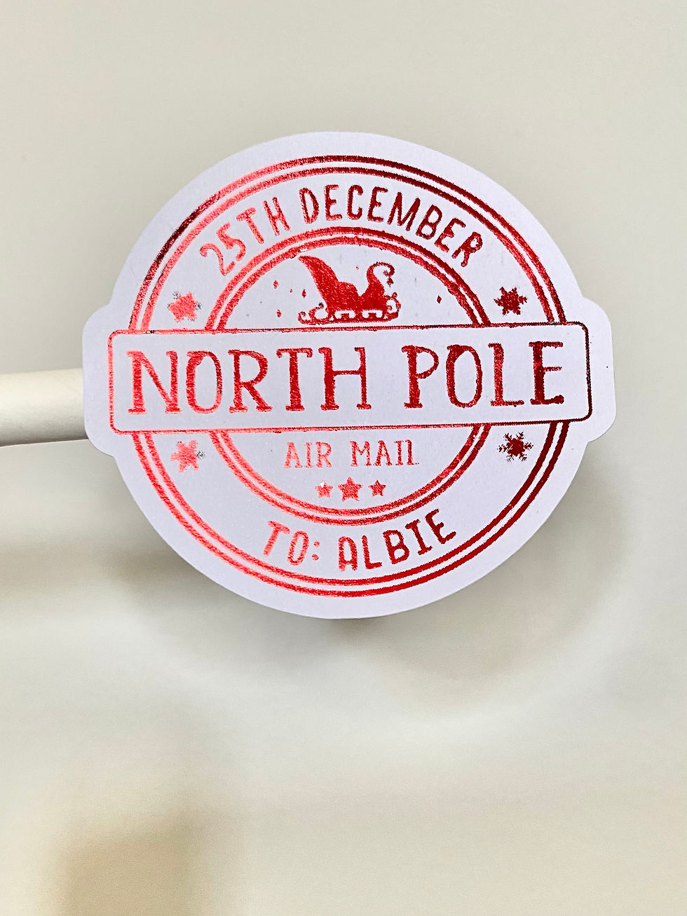 Thumbnail: North Pole Air Mail 55mm | Foil Stickers | Gold Silver Red Green | 16 pack