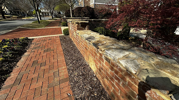 Brick and Stone Retaining Wall after Pressure Washing