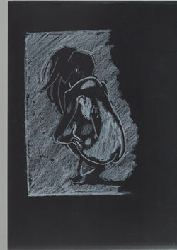 33. P. Alviti, studio di donna#33, 2008, cartoncino nero e pastello, cm21x29,7cm