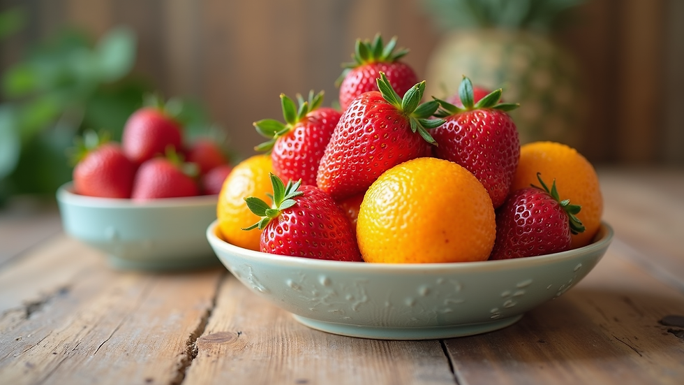 Vue rapprochée d’un bol de fruits frais colorés