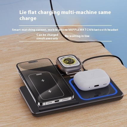 Thumbnail: 3 In 1 LED Fast Wireless Charger Stand Foldable Charging Station