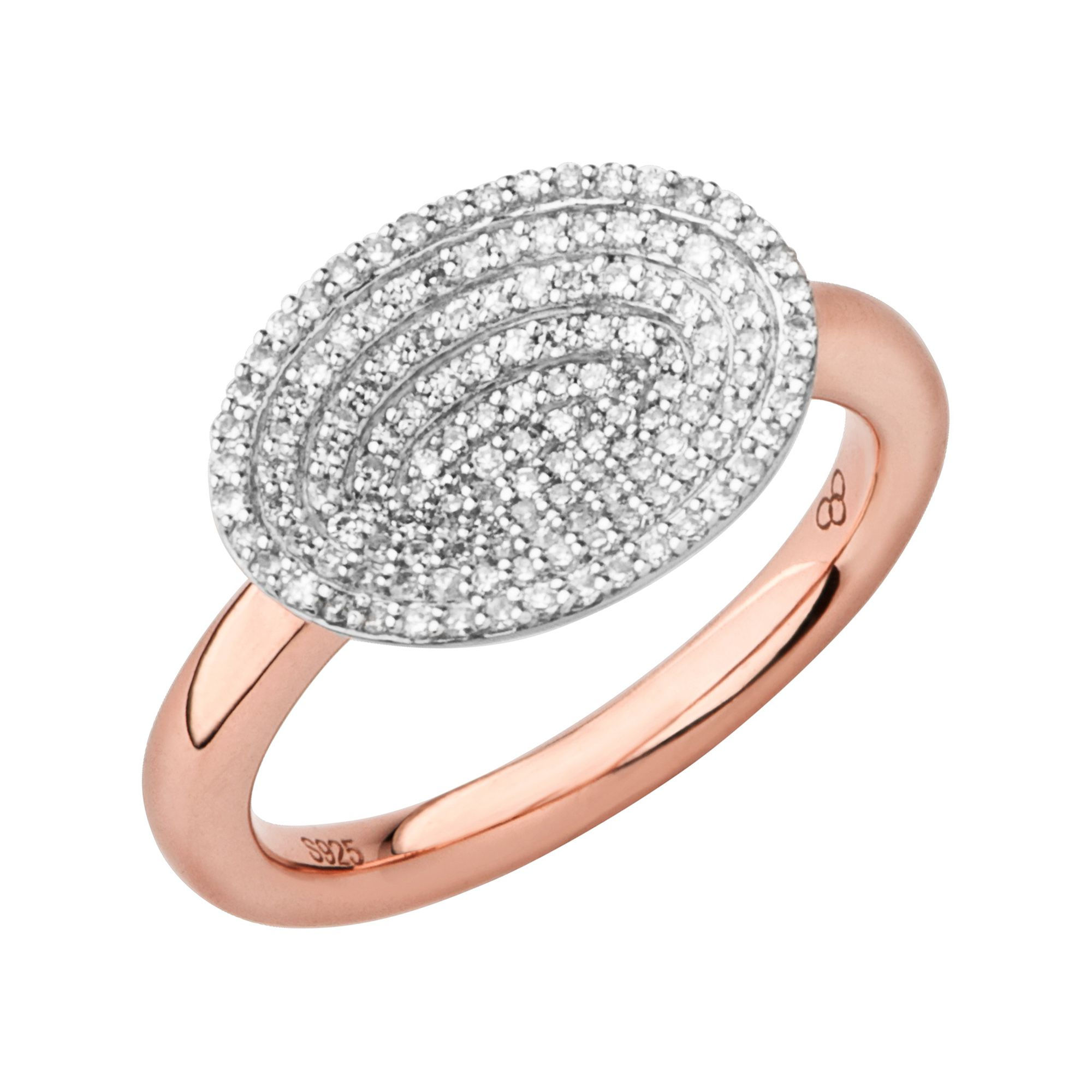 Links of London Concave 18kt Rose Gold Vermeil & Diamond Ring