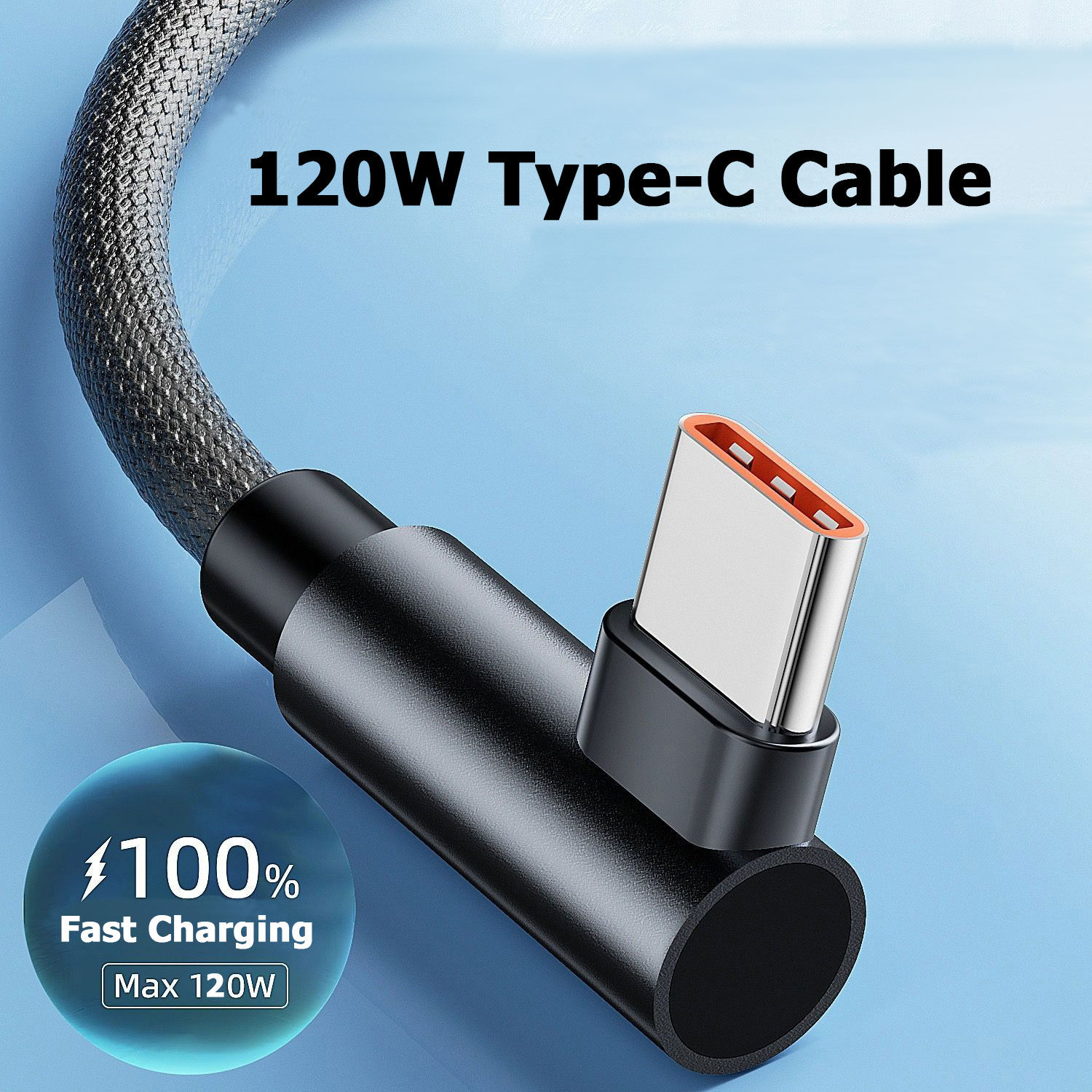 USB To Type C Fast Charge Cable PD 90 Degree Phone Charger Cord For iPhone Xiaom