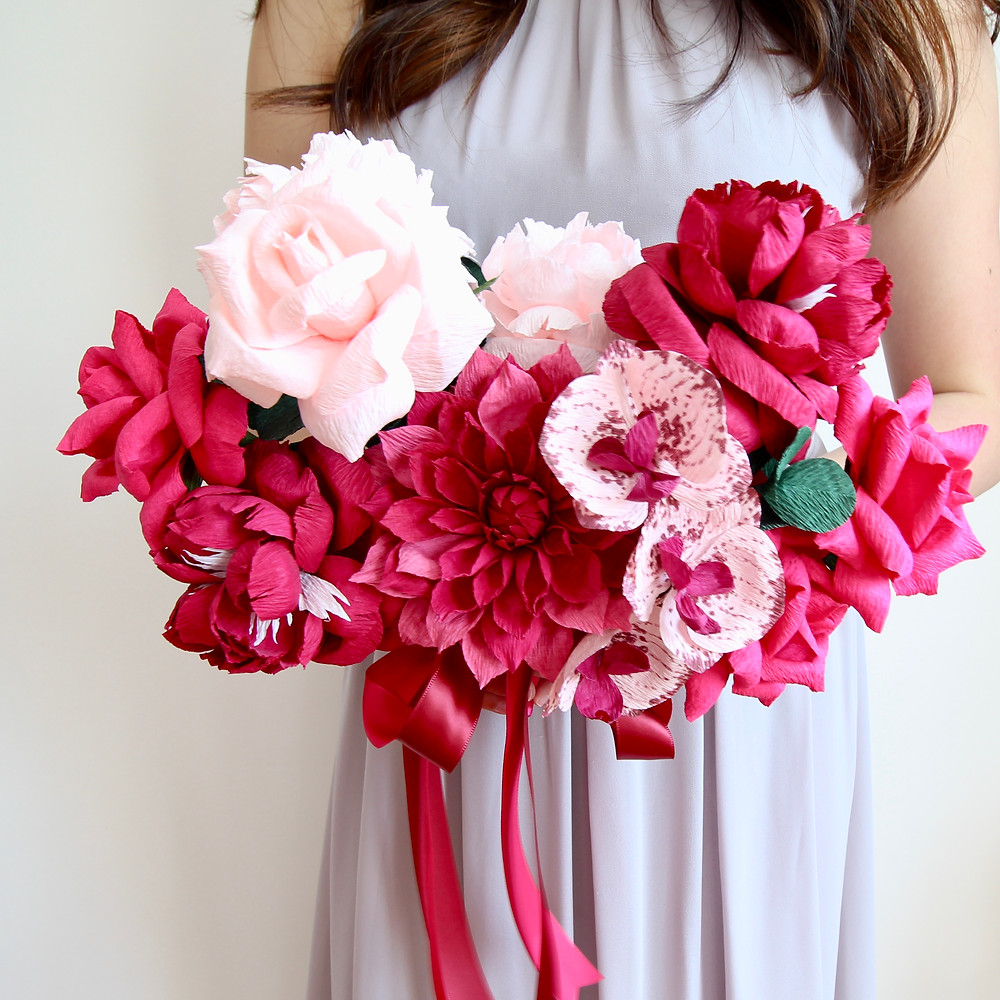 Crepe Paper Flower Bridal Bouquet