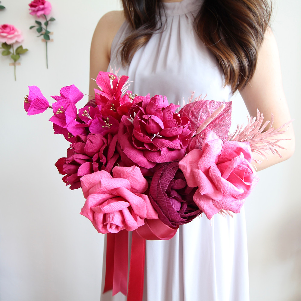 Crepe Paper Flower Bridal Bouquet