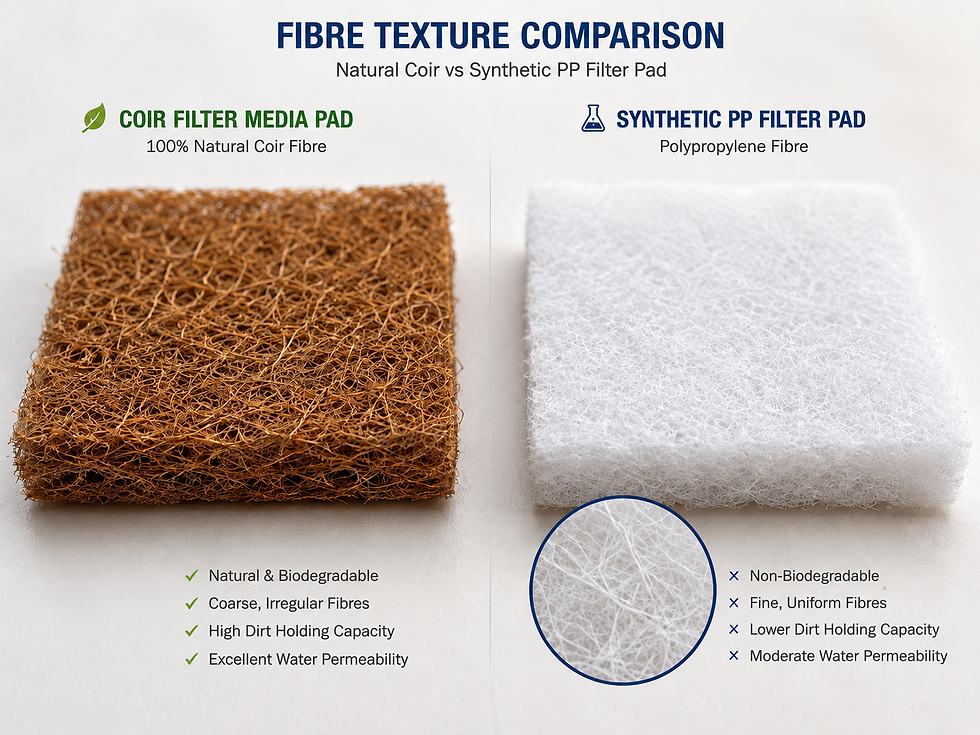 coir wastewater filter media vs synthetic PP filter media comparison