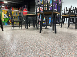 Clip and Climb, epoxy polyaspartic flooring decorative flake installed by top notch specia