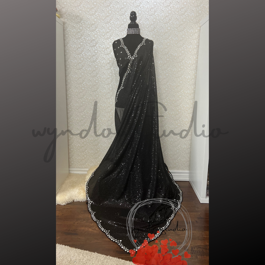 Full Sequined Net Saree