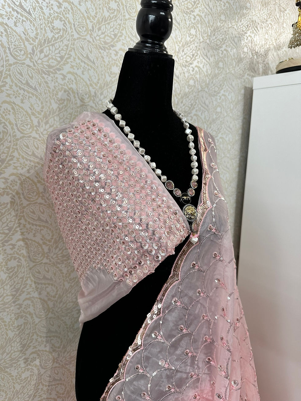 Thumbnail: Gorgeous Organza Silk Saree with sequin details
