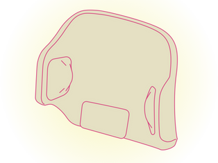 line drawing of Bondar with field kit pieces applied