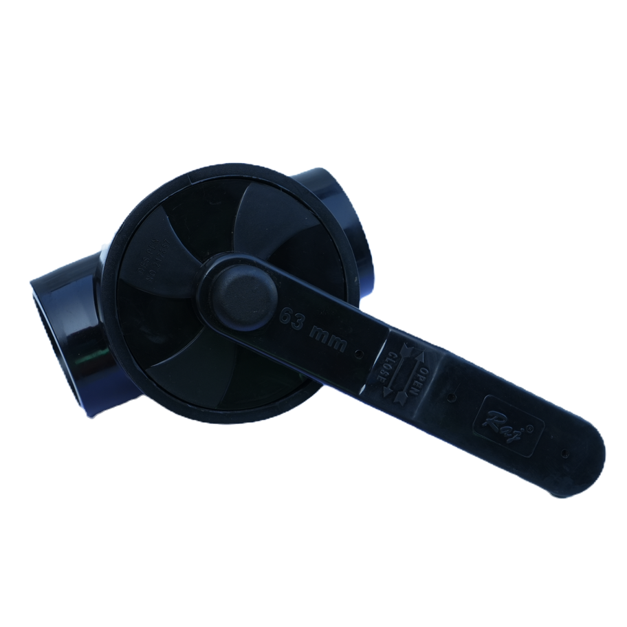 Black plastic object with visible text 63 mm, for unspecified application.