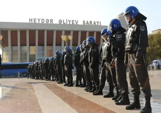 Azerbaijan police seize EU flag at Independence Day rally