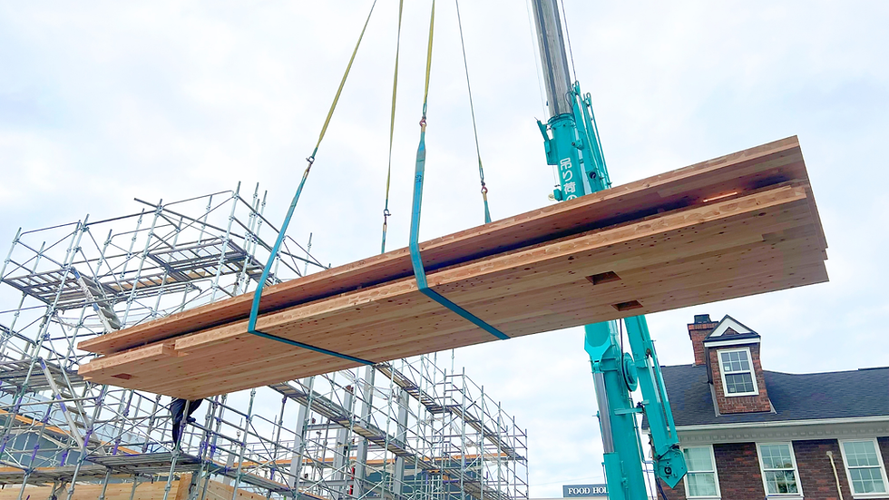 【日本初※】純木造CLTパネル工法5階建て本社ビル|木造建築の工事進捗を動画で公開