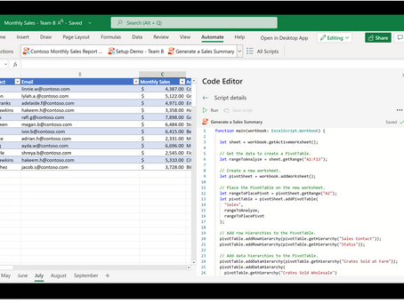 Scripts Office dans EXCEL web app