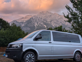 Camper in front of a view