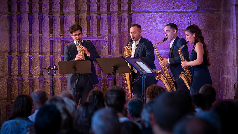 Lítore Quartet durant la seva actuació al Festival Música no Claustro. Claustre de la Catedral de Santa Maria de Tui. Tui, Galícia, 3 d'agost de 2026.