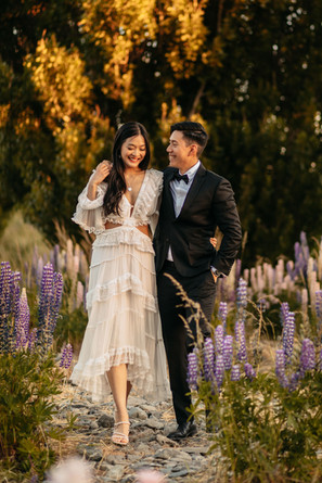 Lake Tekapo pre-wedding lupin photo shoot