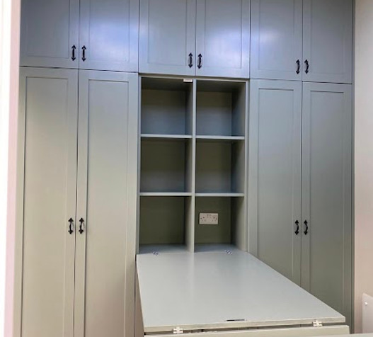 Painted fold out desk and units dragontail.jpg